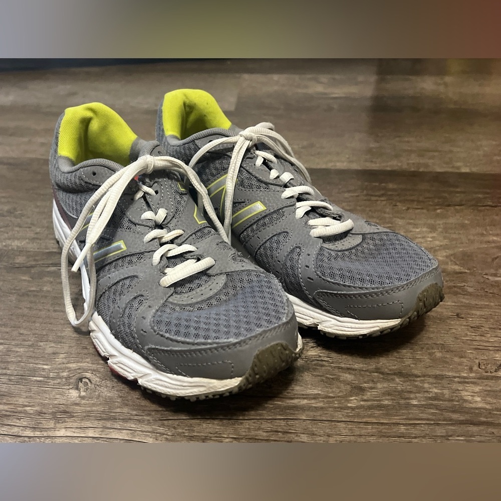 New Balance Gray Athletic Sneakers with Neon Yellow Accents
